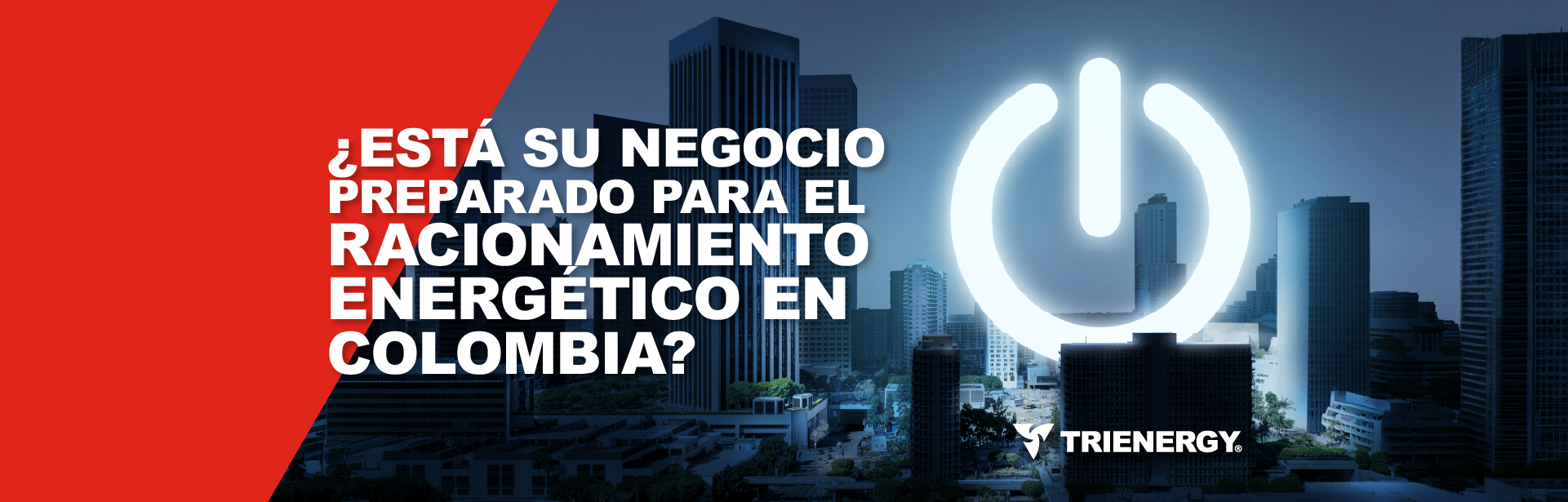 Símbolo de energía encendido iluminando durante un apagón, representando el respaldo de TRIENERGY.